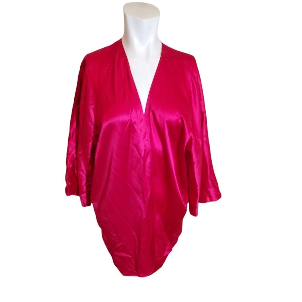 Victoria's Secret Vintage 80s 90s Women's Silk Wrap Kimono Fuschia Sz One Size